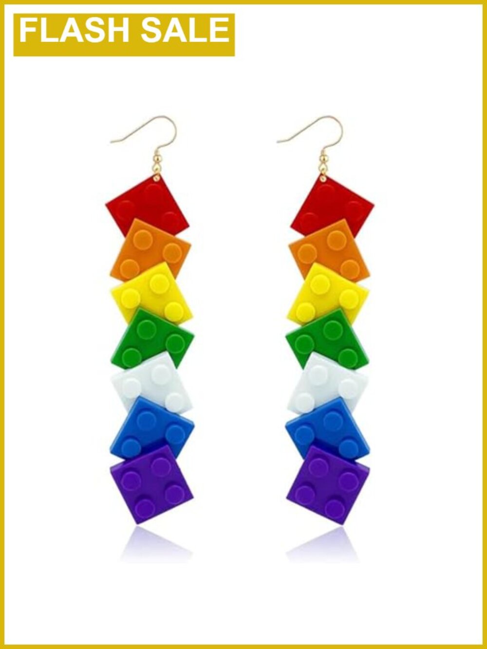 Acrylic Drop Dangle Earrings Stainless Steel French Wire Unisex Rainbow